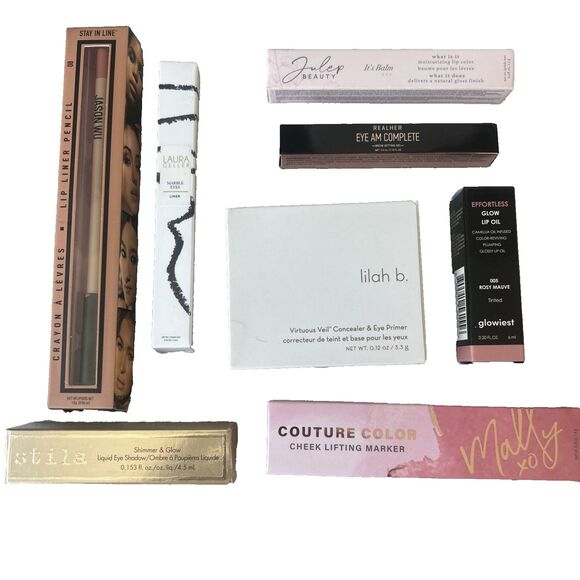 HIGH END BEAUTY MAKEUP  Bundle 8pc LOT Eye Lip Concealer Blush Brow Full Sz NEW - Picture 1 of 7